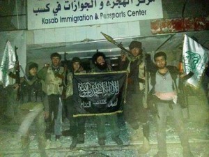Turkey-sponsored jihadis pose with Islamic flag in conquered Christian Armenian town of Kessab