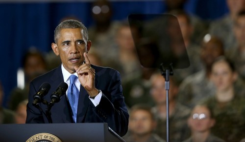 President Obama addresses servicemembers at MacDill Air Force Base. (Joe Raedle/Getty Images)