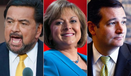 From left: Bill Richardson, Susana Martinez, and Ted Cruz (Photo via NRO)