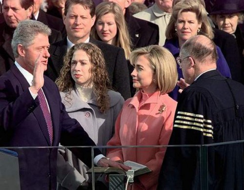 Photo: President Clinton is sworn in during the Inauguration Ceremony at the Capitol in Washington, D.C. (January 20, 1997)