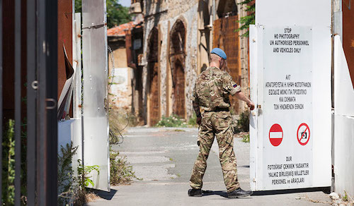 A U.N. peacekeeper in the buffer zone in Anatolia, Cyprus. (Andrew-Caballero-Reynolds) Photo via NRO