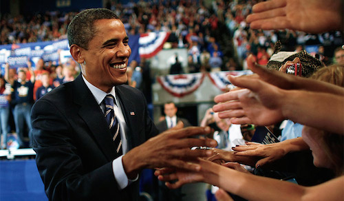 On the campaign trail, October 2008 (Joe Raedle/Getty Images)